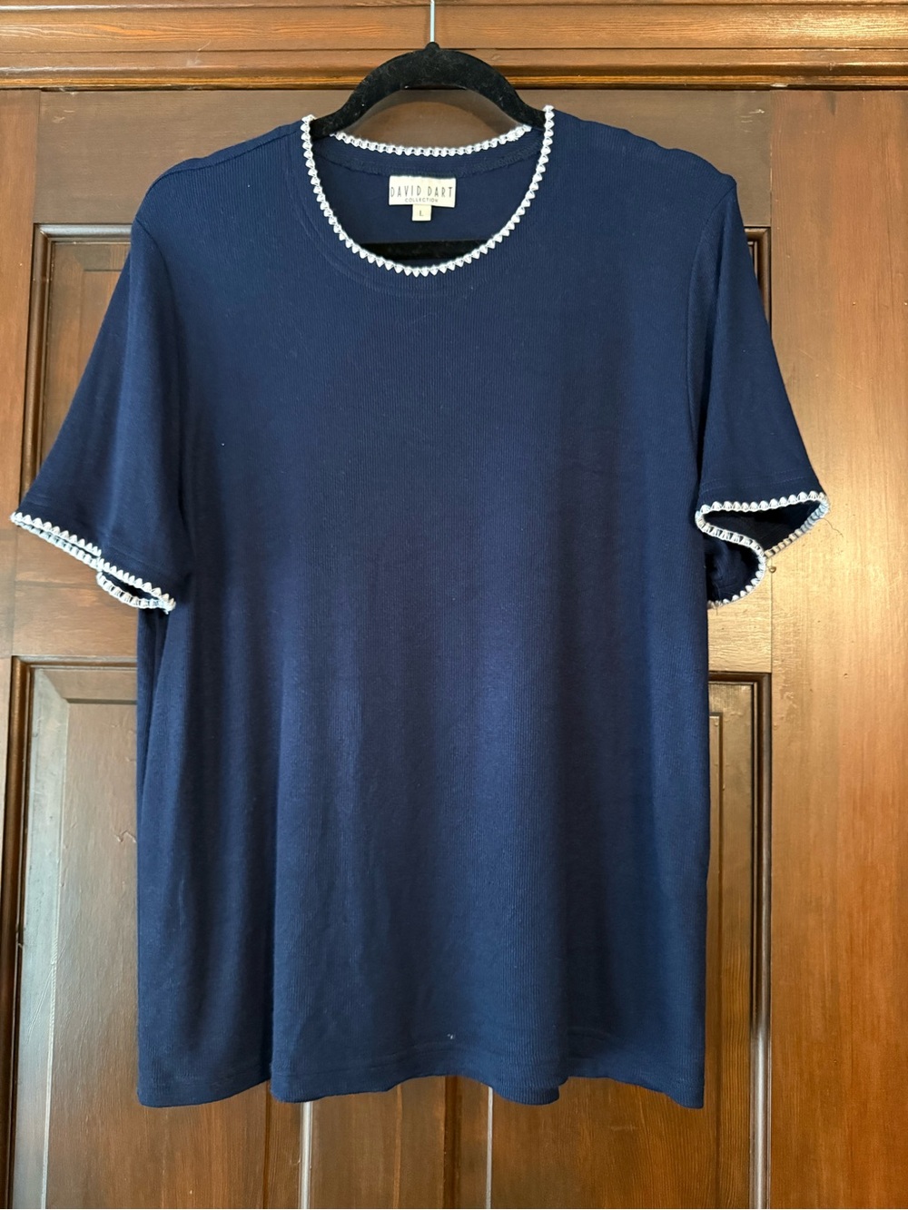 David Dart Navy Short Sleeve Top with White Trim